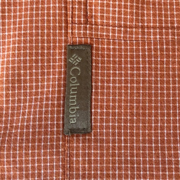 Columbia XCO Mens XL Shirt Short Sleeve Button Up Coral and White Color Checks - Picture 7 of 9